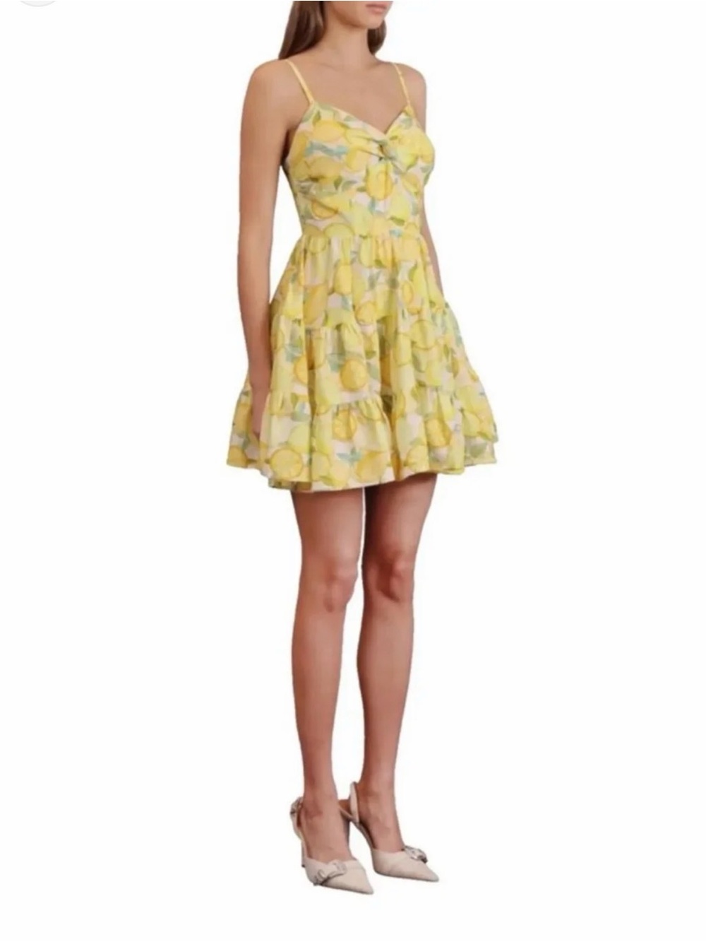 Avec Les Filles Yellow Lemon Print Mini Dress size 2 - Picture 7 of 8